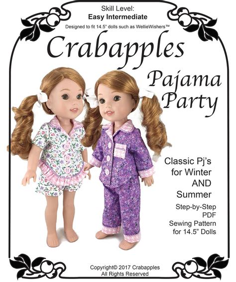Crabapples Pajama Party Doll Clothes Pattern For 145 Dolls Such As