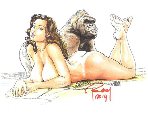 Nude Woman And Gorilla Print In Trevor Tupper S Budd Root Comic Art