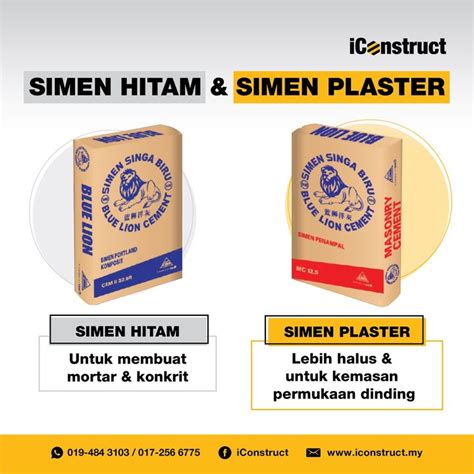 Simen Hitam Dan Simen Plaster Apa Beza IConstruct Construction