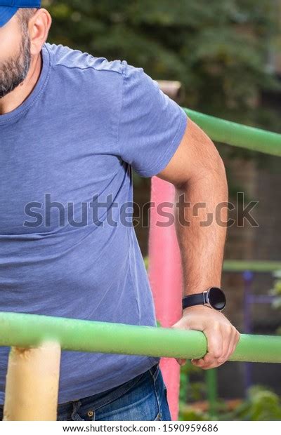 Well Built Muscular Man Doing Physical Stock Photo 1590959686