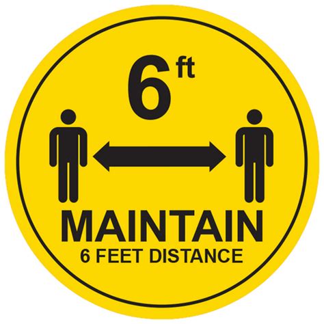 Maintain 6ft Distance Yellow Floor Graphic Circle 17 Abc