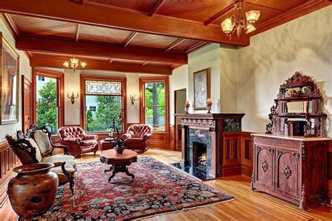 Renovated Victorian In Seattle Washington Living Room With Fireplace