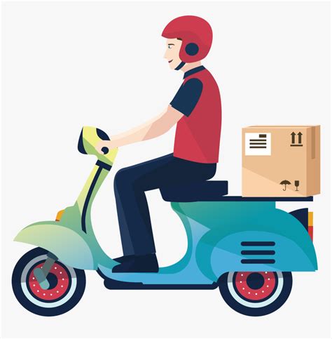 Logistics Courier Service Delivery Motorcycle Man Clipart - Delivery ...