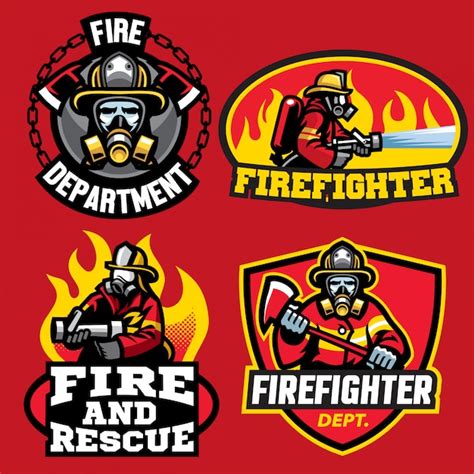 Premium Vector Set Of Firefighter Logo Design