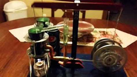 Twin Walking Beam Stirling Engine With Lights Youtube