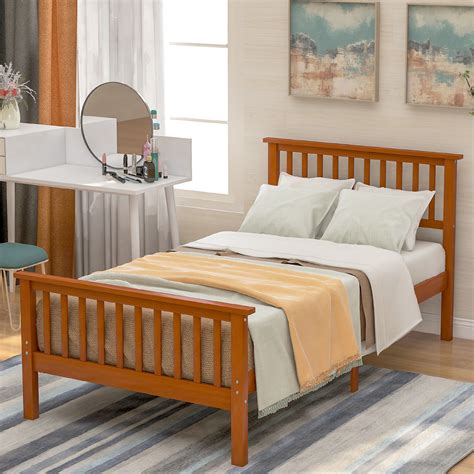 Twin Bed Frame, Modern Wood Platform Bed Frame with  