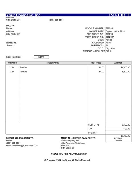 Editable Invoice Template PDF Logo