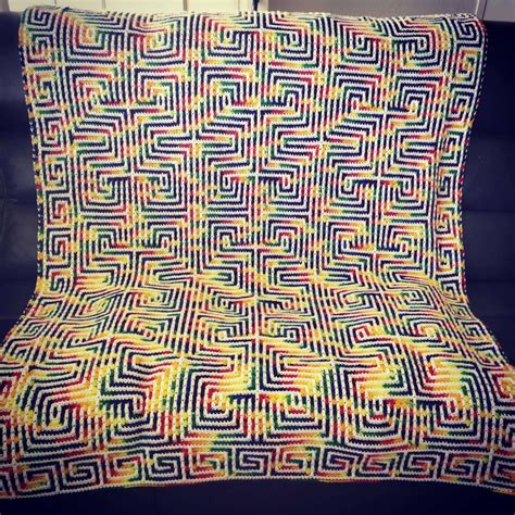 Crochet Pattern Mosaic Illusion Blanket Throw Afghan Etsy