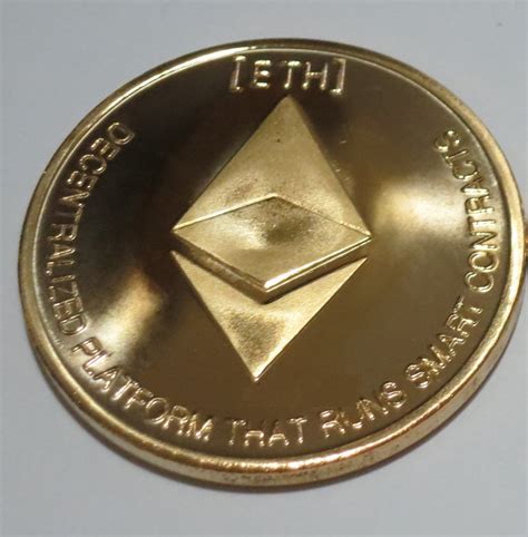 Ethereum Gold Plated Physical Coin Cryptocurrency Eth Collectible Coin