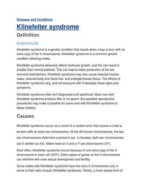 Klinefelter Syndrome Sex Sexuality
