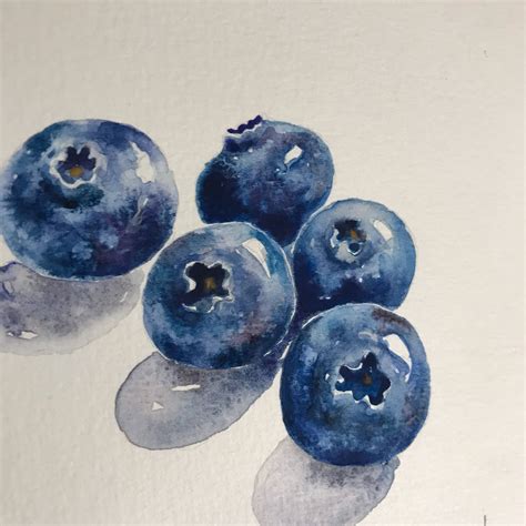 Watercolor Painting Of Blueberriesstill Life Paintingoriginal Art