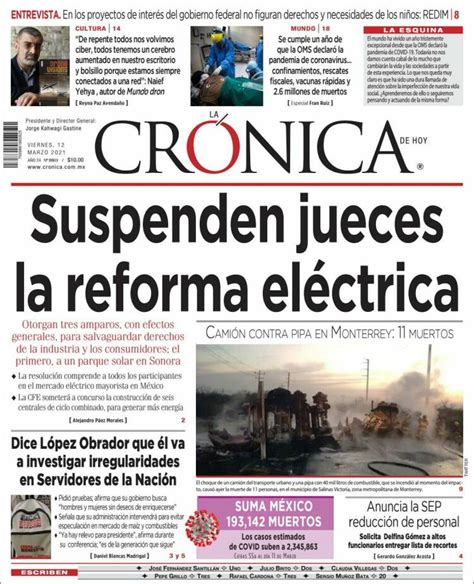Newspaper La Crónica De Hoy Mexico Newspapers In Mexico Todays