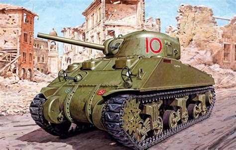 Wallpaper Art Painting Tank Ww2 M4a4 Sherman Images