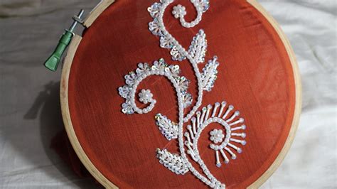 Hand Embroidery Designs Bead Embroidery Stitch And Flower 124 Youtube