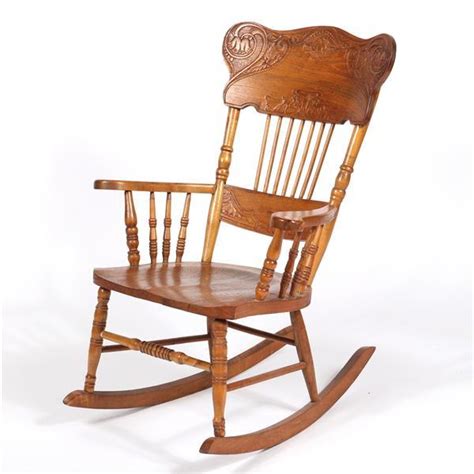 Lot Vintage Pressed Back Oak Wood Rocker Rocking Chair