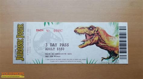 Jurassic Park Jurassic Park Entrance Ticket Replica Movie Prop