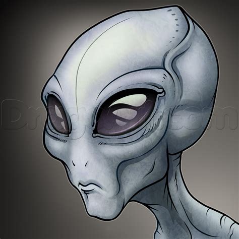 how to draw a gray alien the grays step by step aliens sci fi free online drawing tutorial