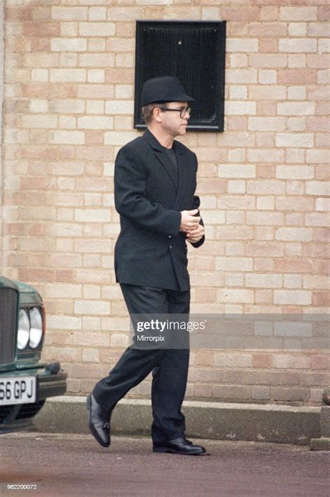 elton john at brian may at freddie mercury s funeral at west london news photo getty images