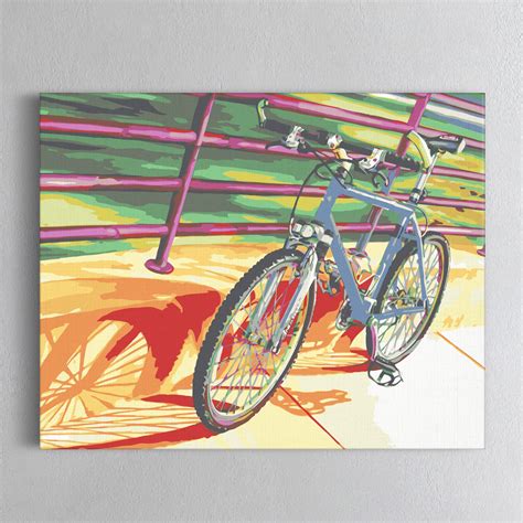 Bicycle Painting On Canvas Bike Paint By Your Own Diy Kit Etsy