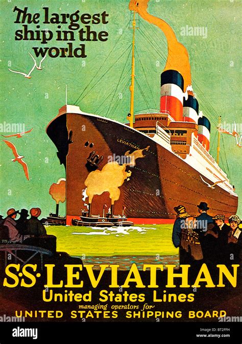 Ss Leviathan 1920s Poster For The United States Lines Flagship The