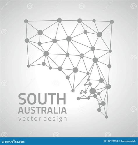 South Australia Vector Dot Grey Polygonal Triangle Modern Map Stock