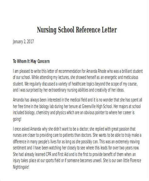Nursing Reference Letter Templates 12 Free Word Pdf Format Download