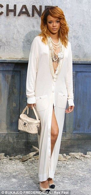 Rihanna Wears Unbuttoned Sheer Shirt Dress To Chanels Paris Fashion