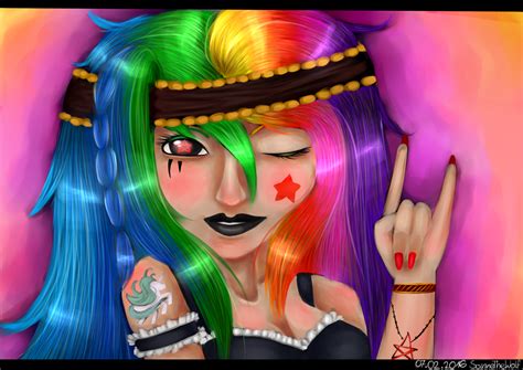 Rainbow Haired Girl By Sanneadeen On Deviantart