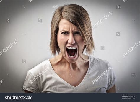 Furious Woman Screaming Stock Photo 97093718 Shutterstock