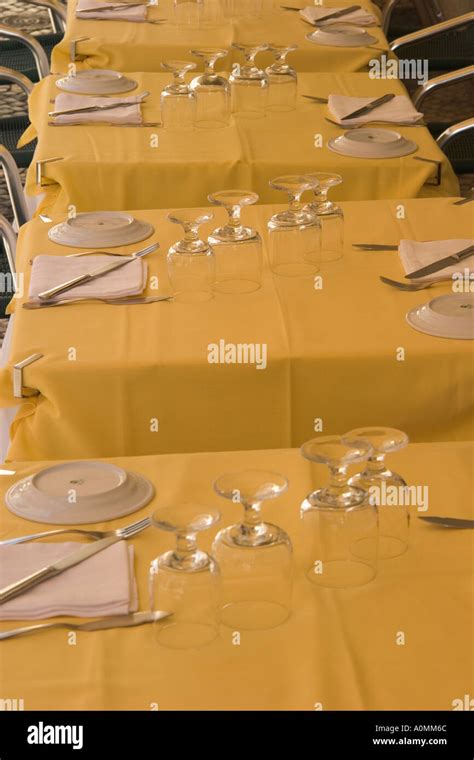 Restaurant Table Settings Stock Photo Alamy