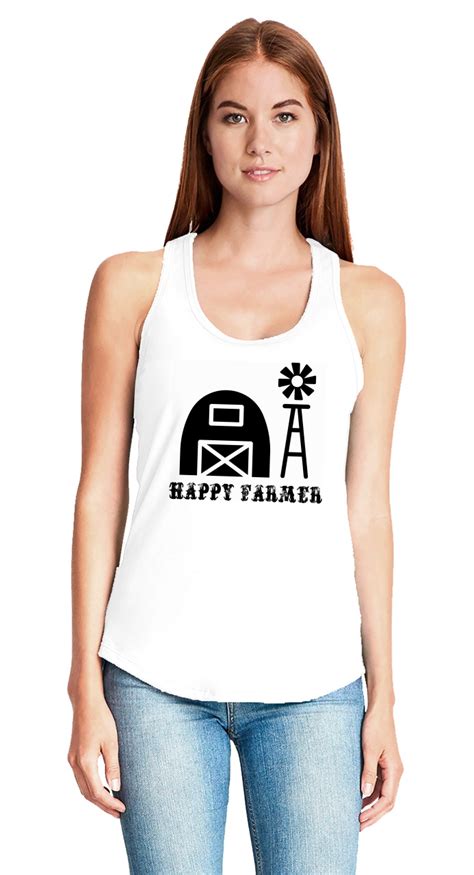 Happy Farmer Ladies Tank Top Country Redneck Rancher Graphic Tee T