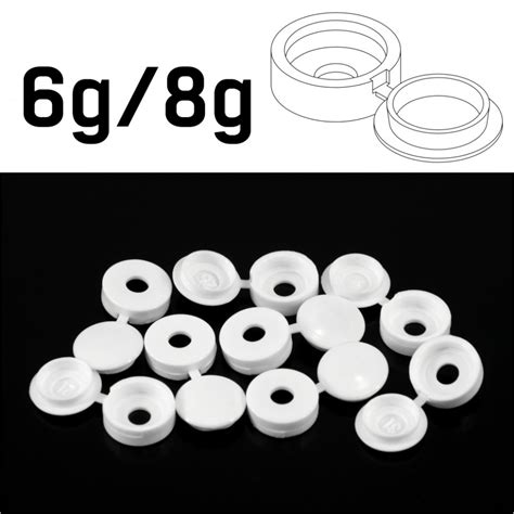 White Hinged Plastic Screw Cover Caps Small 68g 4 Pack Sizes