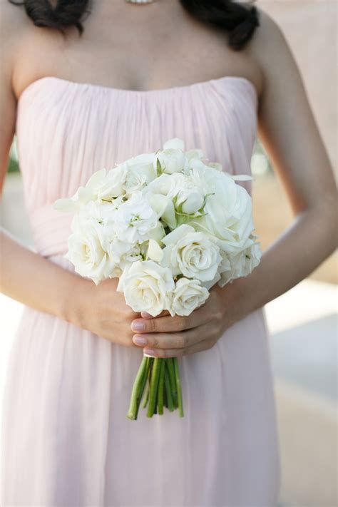 Simple White Rose Bridesmaid Wedding Bouquet