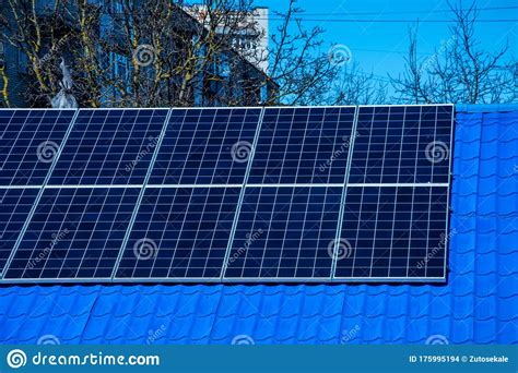 Solar Panel Installed On The House Roof Stock Photo Image Of Clean