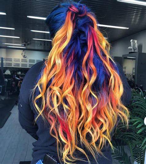 Colorist Derek Cash Combined Blue Yellow Orange And Red Matrix Hair