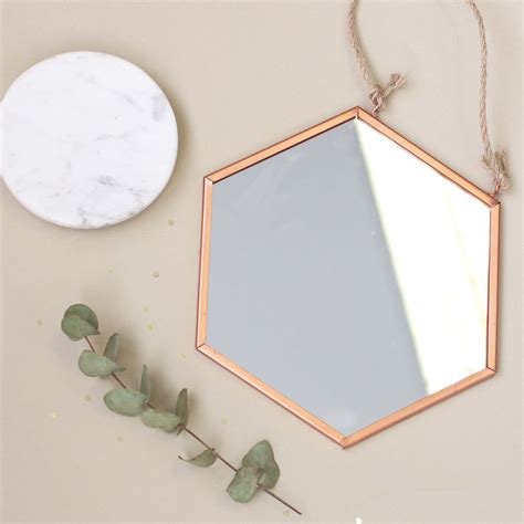 Set Of Hexagonal Copper Mirrors With Rope