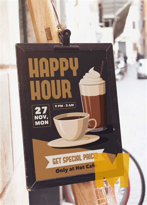 happy hour cafe poster mockup psd mockup  mockup