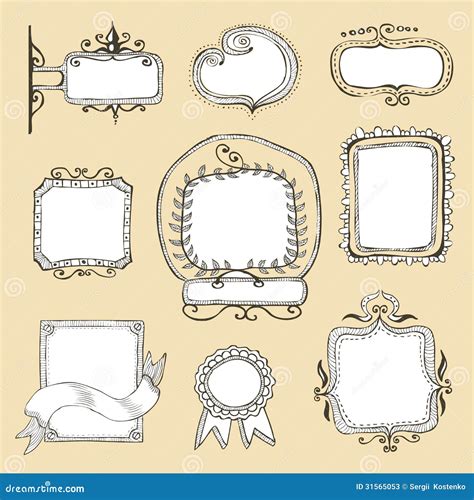 Vintage Hand Drawn Frames Collection Stock Vector Illustration Of