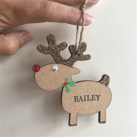 Personalised Reindeer Christmas Tree Decoration Double Gift Etsy