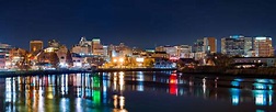 Wilmington skyline panorama reflected in Christiana River. Wilmington ...