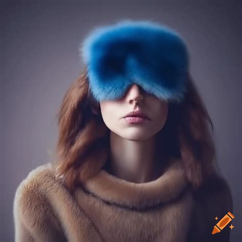 Woman Wearing A Fur Pullover And Sleep Mask