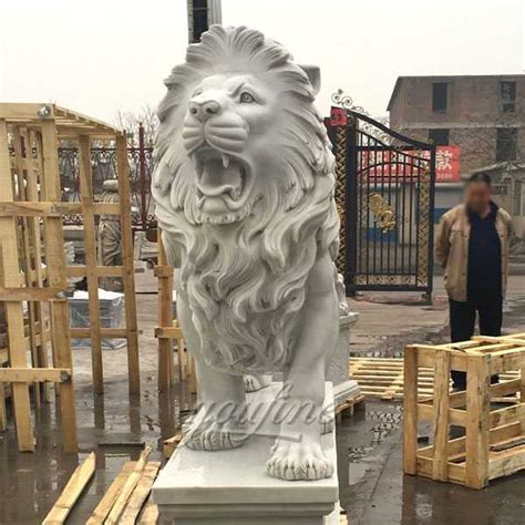 Western Stone Marble Large Roaring Lion Statue For Salemokk 92