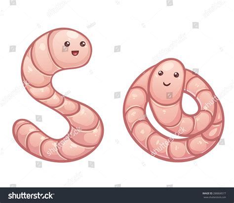 Two Cute Cartoon Worms Stock Vector 288868577 Shutterstock