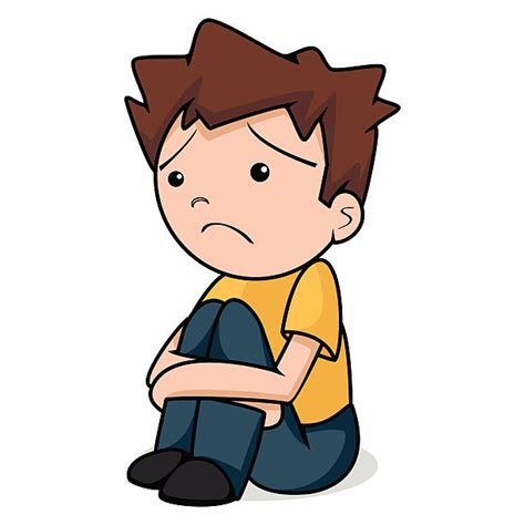 Cartoon Of A Sad Lonely Boy Kid Banco De Fotos E Imágenes De Stock