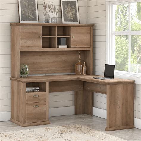 Bush Furniture Yorktown 60w L Shaped Desk With Hutch Brown Walmart