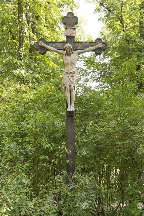 Jesus Christ Inri On The Cross In The Forest Stock Image Image Of