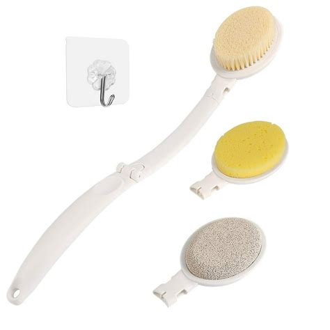 Lfj Bath Body Brush Set With Long Handle 3 In 1 Foldable Shower Brush Back Scrubber With Brush
