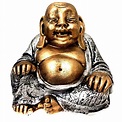 Estátua Buda Chinês Sorridente da Riqueza Dourado e Prateado 16cm ...