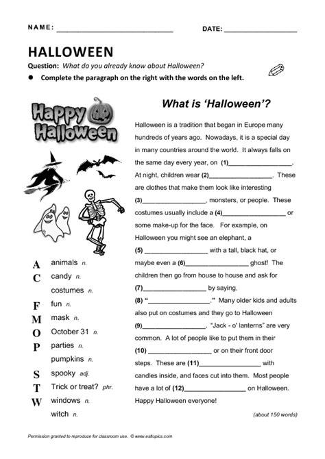 What Is Halloween Reading Gap Fill What Is Halloween Halloween Lesson