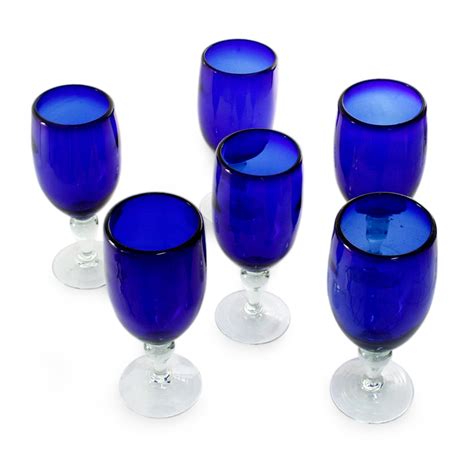 Unicef Market Cobalt Blue Goblets Set Of 6 Cobalt Blue Goblets